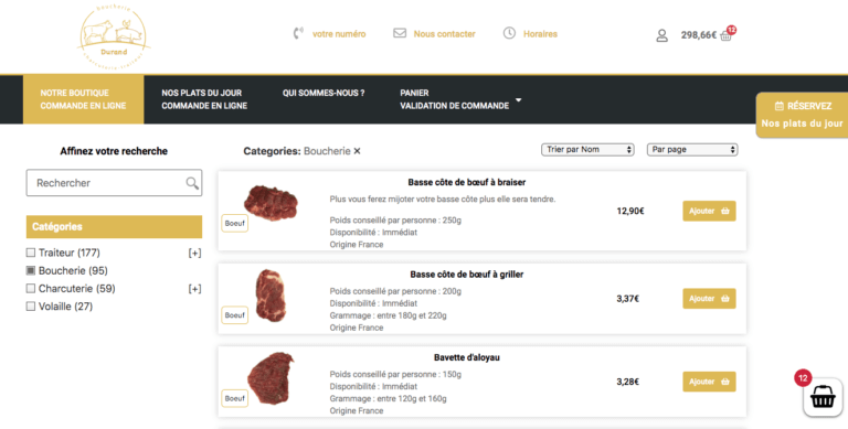 Boutique e-Repas — catalogue produits