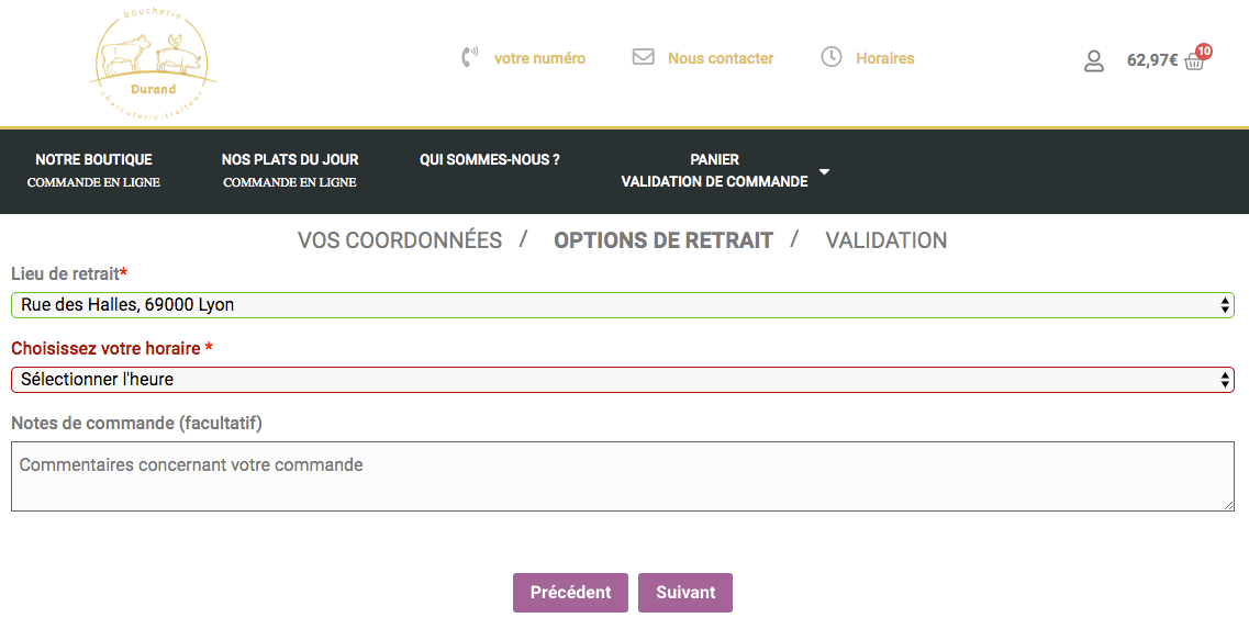 Retrait e-Repas Plat du jour